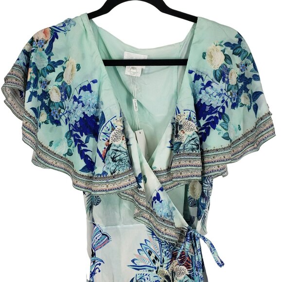 NWT Camilla Frill Sleeve Long Maxi Dress Wings of Luxor Blue Crystal Embellished - Picture 9 of 16